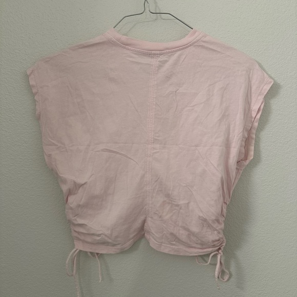 Aritzia Wilfred light Pink Ruched T-shirt Muscle tee size small side ties - Picture 2 of 9